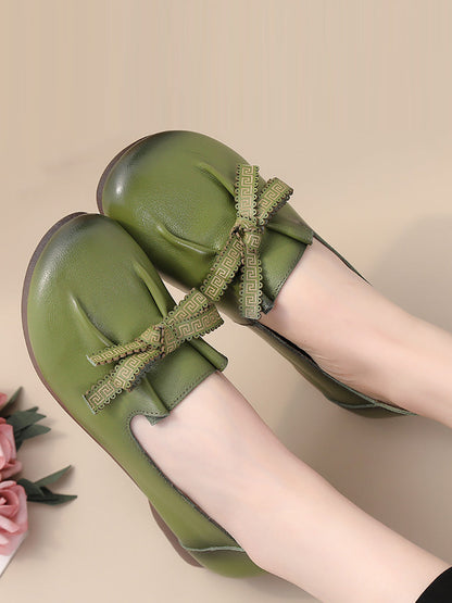 Dámské letní pevné Bowknot Spliced kožené boty