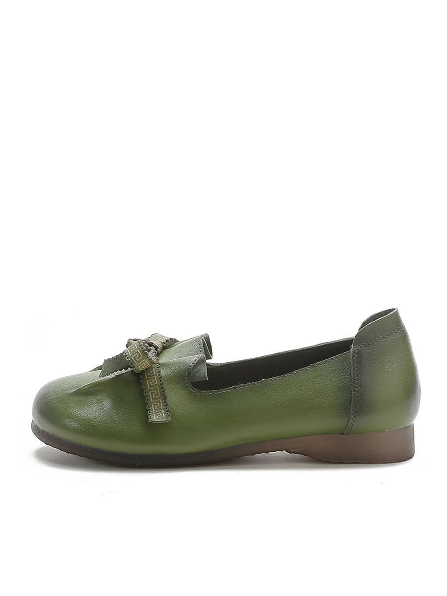 Dámské letní pevné Bowknot Spliced kožené boty