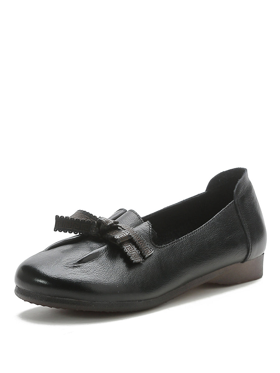 Dámské letní pevné Bowknot Spliced kožené boty