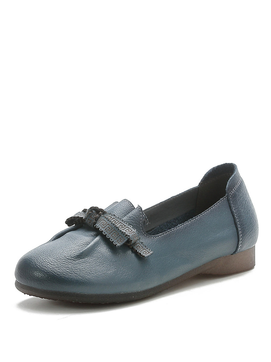 Dámské letní pevné Bowknot Spliced kožené boty