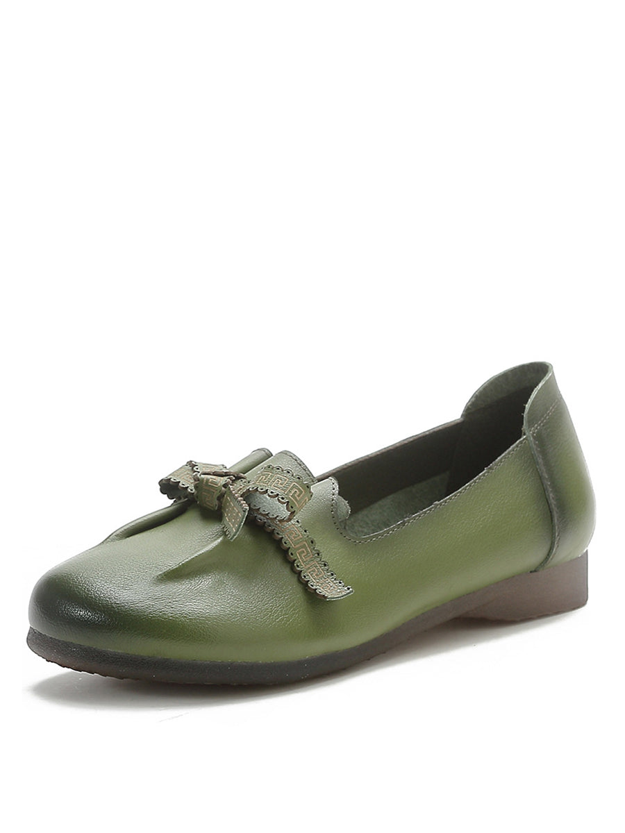 Dámské letní pevné Bowknot Spliced kožené boty