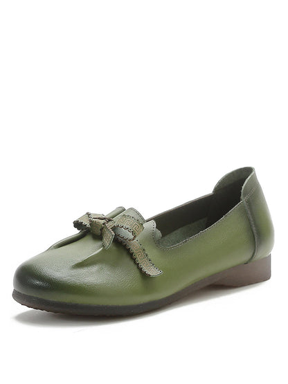 Dámské letní pevné Bowknot Spliced kožené boty