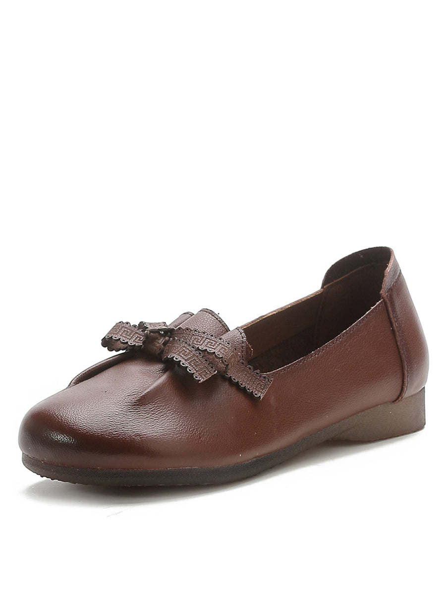 Dámské letní pevné Bowknot Spliced kožené boty