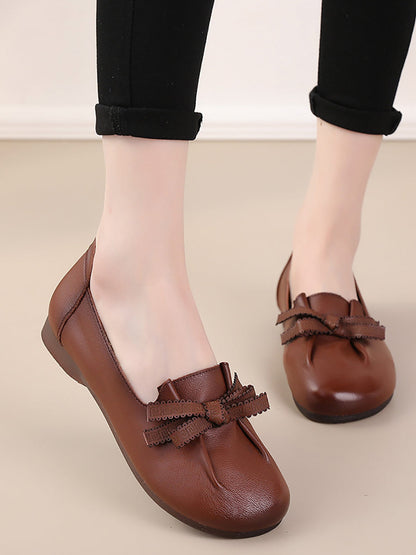 Dámské letní pevné Bowknot Spliced kožené boty