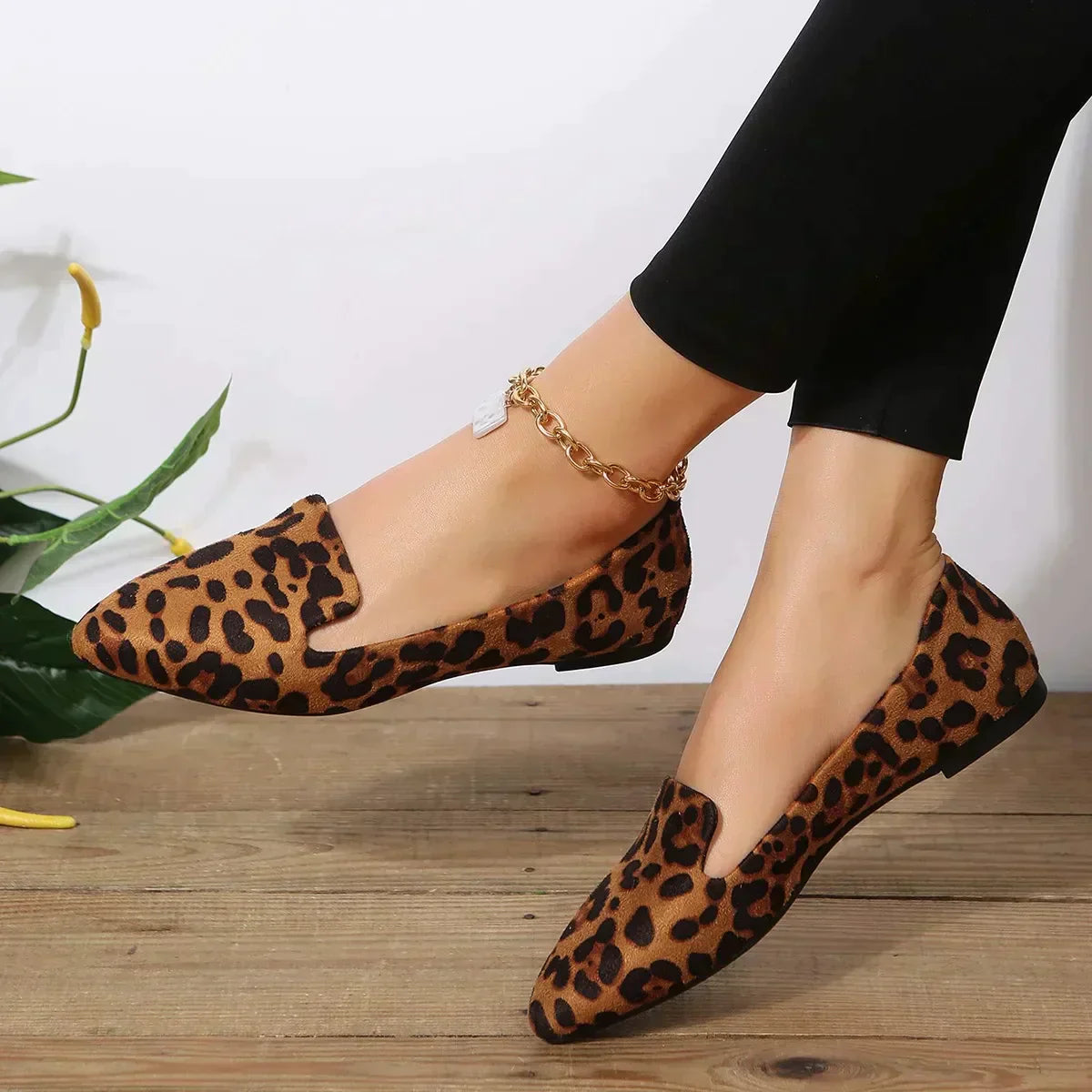 Boty s leopardím vzorem se špičatou špičkou