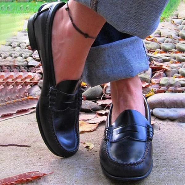 Dámské ležérní byty Oxfords Slip On Round Toe mokasíny
