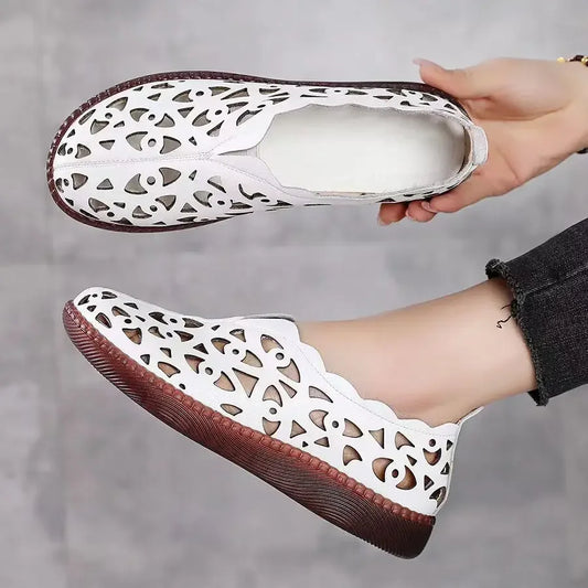 Damen Hollow Out Lace Up Flats - dámské šněrovací boty