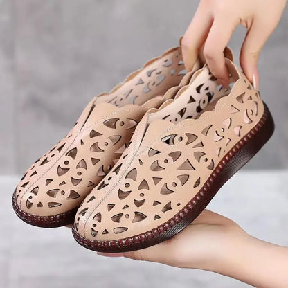 Damen Hollow Out Lace Up Flats - dámské šněrovací boty