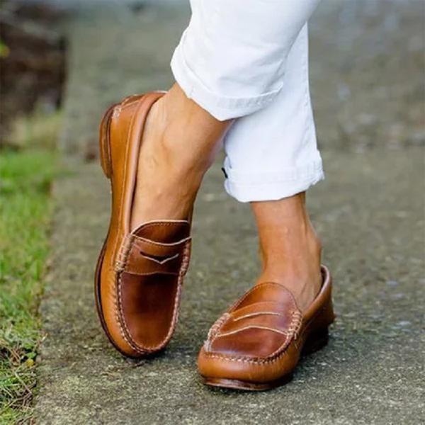 Dámské ležérní byty Oxfords Slip On Round Toe mokasíny
