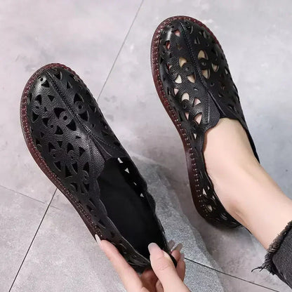Damen Hollow Out Lace Up Flats - dámské šněrovací boty