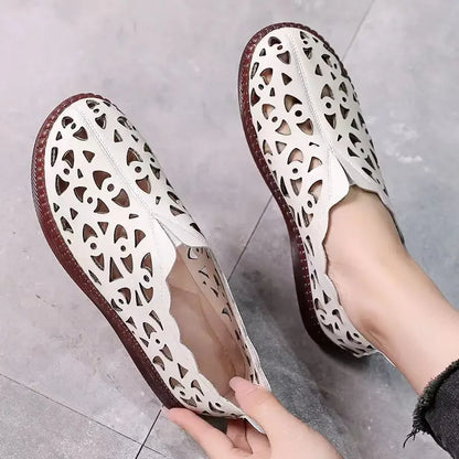 Damen Hollow Out Lace Up Flats - dámské šněrovací boty