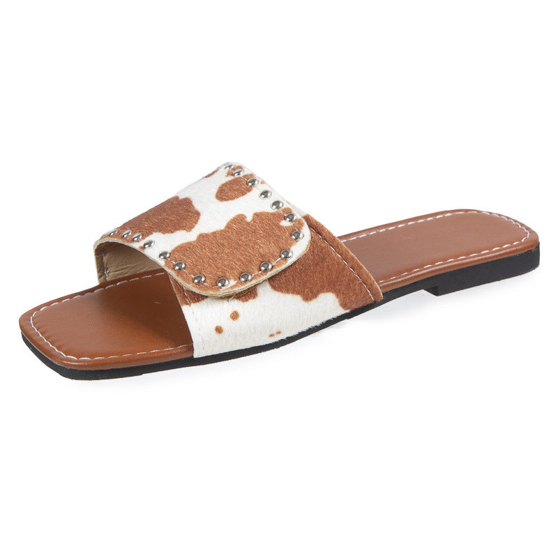 Dámské sandály Peep Toe ve stylu zvířecí kůže