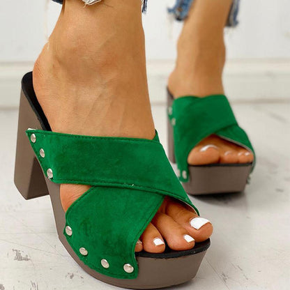 Sandály na podpatku Peep Toe