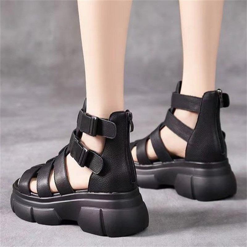 Ručně vyráběné kožené retro ležérní kotníkové boty sandály