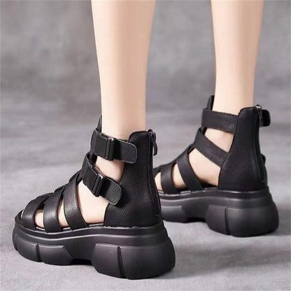 Ručně vyráběné kožené retro ležérní kotníkové boty sandály