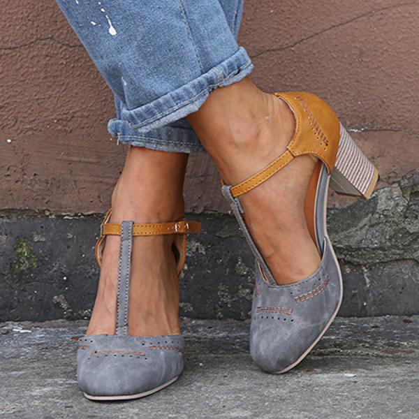 T-strap Round Toe Chunk boty Sandály