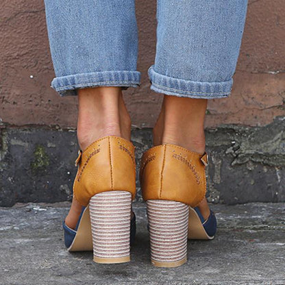 T-strap Round Toe Chunk boty Sandály