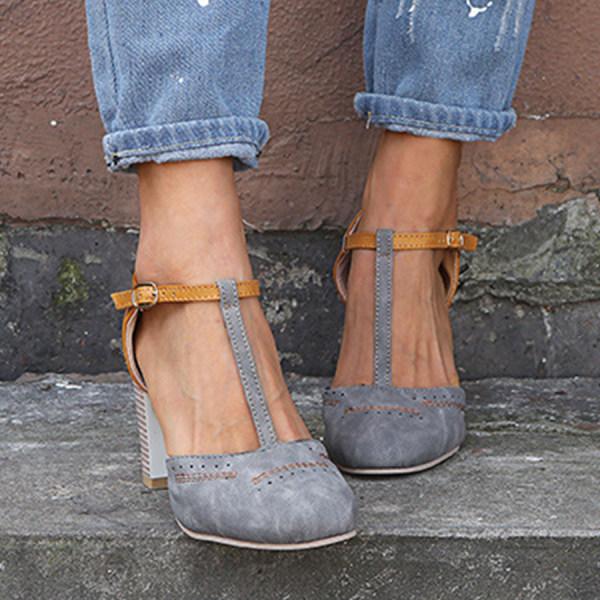 T-strap Round Toe Chunk boty Sandály