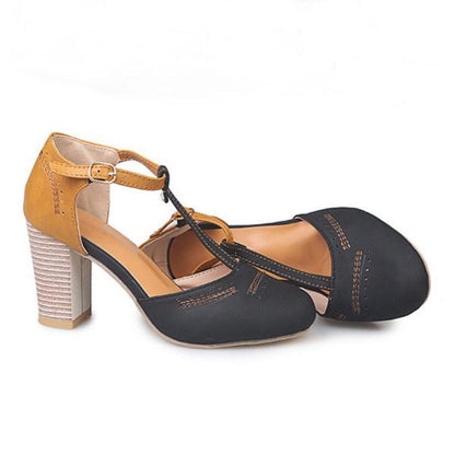 T-strap Round Toe Chunk boty Sandály