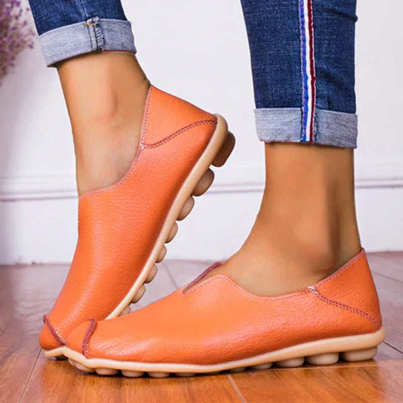 Dámské kožené mokasíny ležérní styl lodní boty