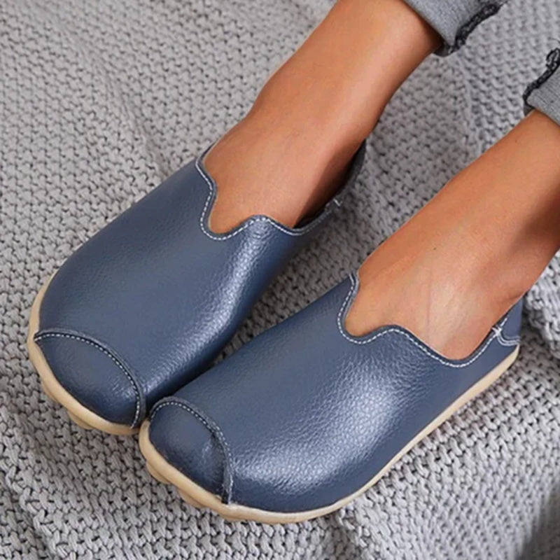 Dámské kožené mokasíny ležérní styl lodní boty