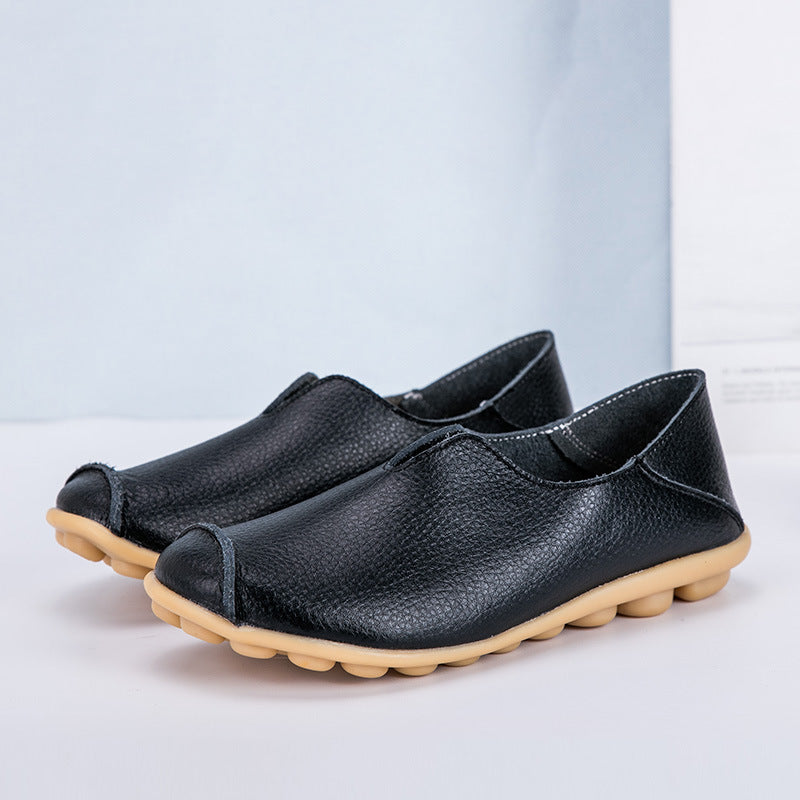 Dámské kožené mokasíny ležérní styl lodní boty
