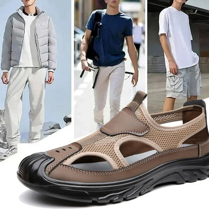Pánské kožené sandály ze síťoviny