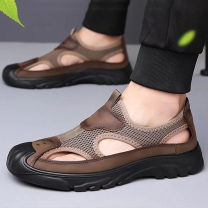 Pánské kožené sandály ze síťoviny
